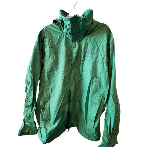 Marmot Jackets & Blazers - Marmot Jacket Womens Large Green Windbreaker Rain Hike Outdoors  *Flawed